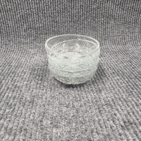 VTG KIG Malaysia Clear Glass Dish Bowl Depression Style Candy Nut Lid Set Of 2 - Picture 12 of 14